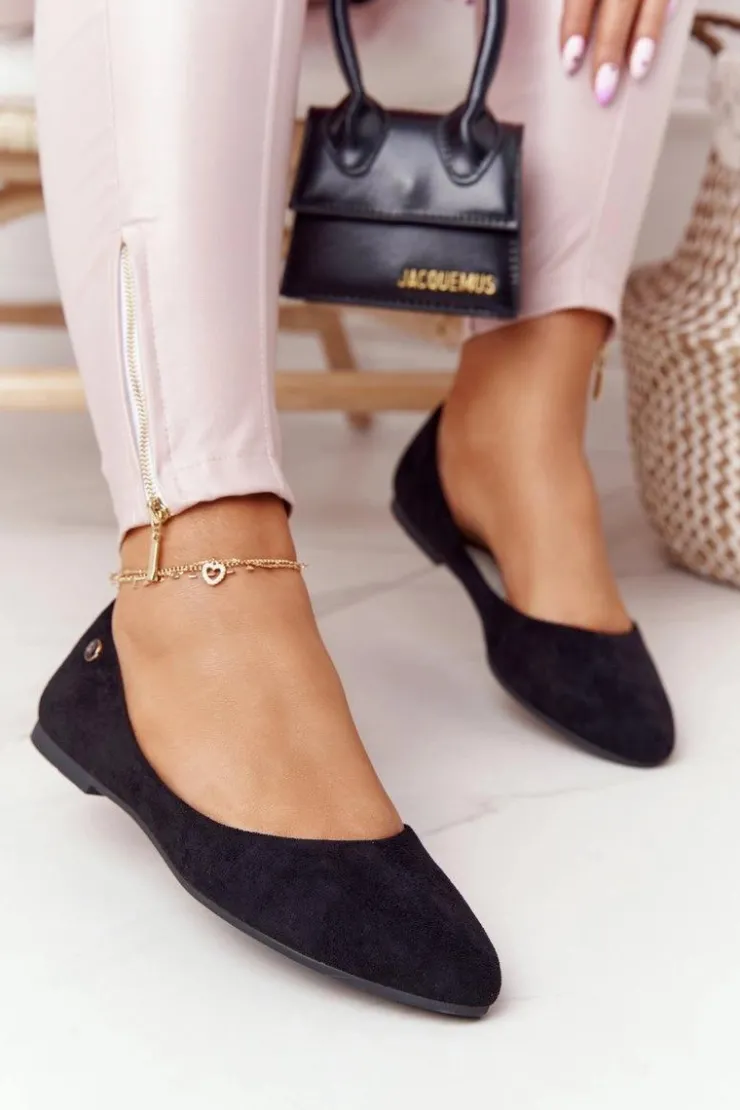 Buty Sergio Leone Baleriny Klasyczne*Zamszowe Baleriny Sergio Leone BL622 Czarne