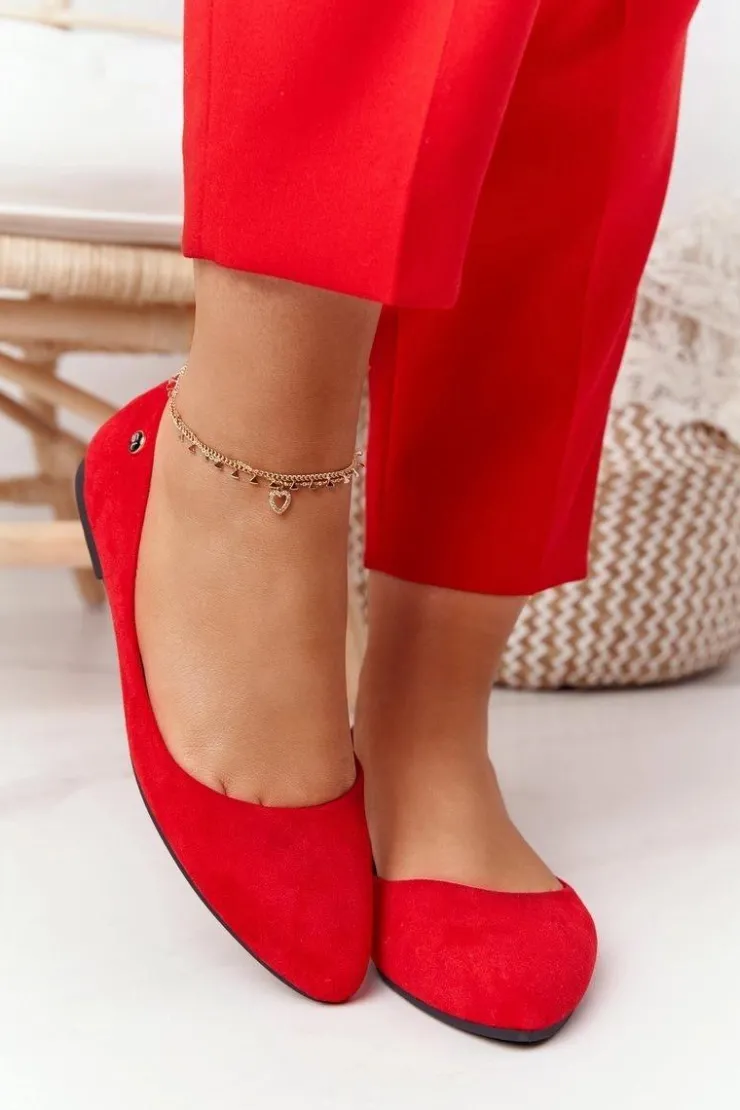 New Buty Sergio Leone Zamszowe Baleriny Sergio Leone BL622 Czerwone