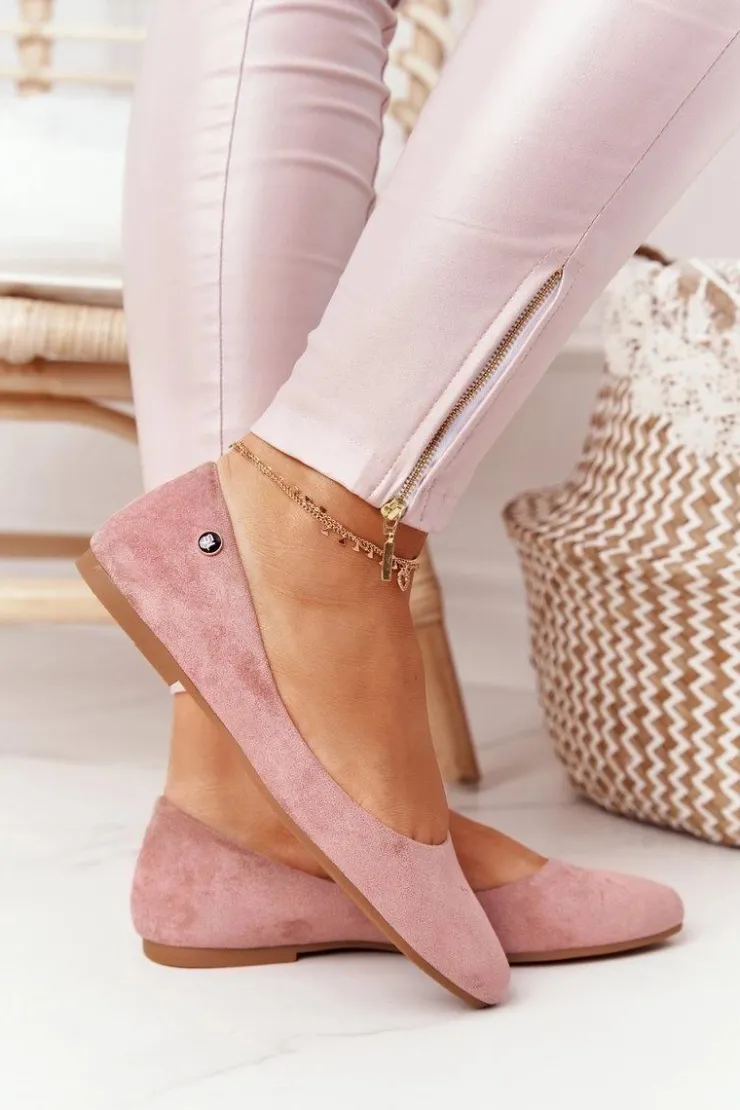 Buty Sergio Leone Baleriny Klasyczne*Zamszowe Baleriny Sergio Leone BL622 Różowe