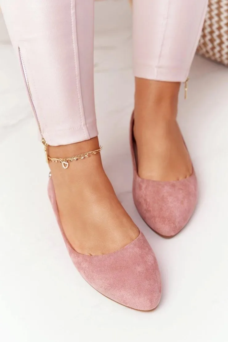 Buty Sergio Leone Baleriny Klasyczne*Zamszowe Baleriny Sergio Leone BL622 Różowe