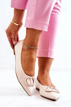 New Boto Zamszowe Baleriny W Szpic Jasnobeżowe Neriso