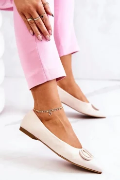 New Boto Zamszowe Baleriny W Szpic Jasnobeżowe Neriso
