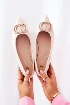 New Boto Zamszowe Baleriny W Szpic Jasnobeżowe Neriso