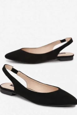 Damskie Boto Zamszowe Baleriny W Szpic Czarne Daisy