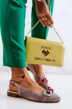 Boto Baleriny Skórzane|Baleriny Klasyczne*Zamszowe Baleriny Z Łańcuchem Lewski Shoes 3125 Beżowe