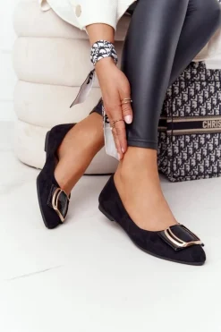 Sale Buty Sergio Leone Zamszowe Baleriny Z Klamrą Sergio Leone BL623 Czarne