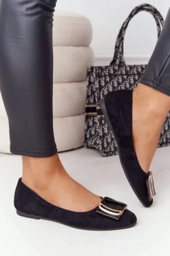 Sale Buty Sergio Leone Zamszowe Baleriny Z Klamrą Sergio Leone BL623 Czarne