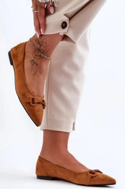 Boto Baleriny Skórzane|Baleriny Klasyczne*Zamszowe Baleriny Z Ozdobą Brązowe Noldaia