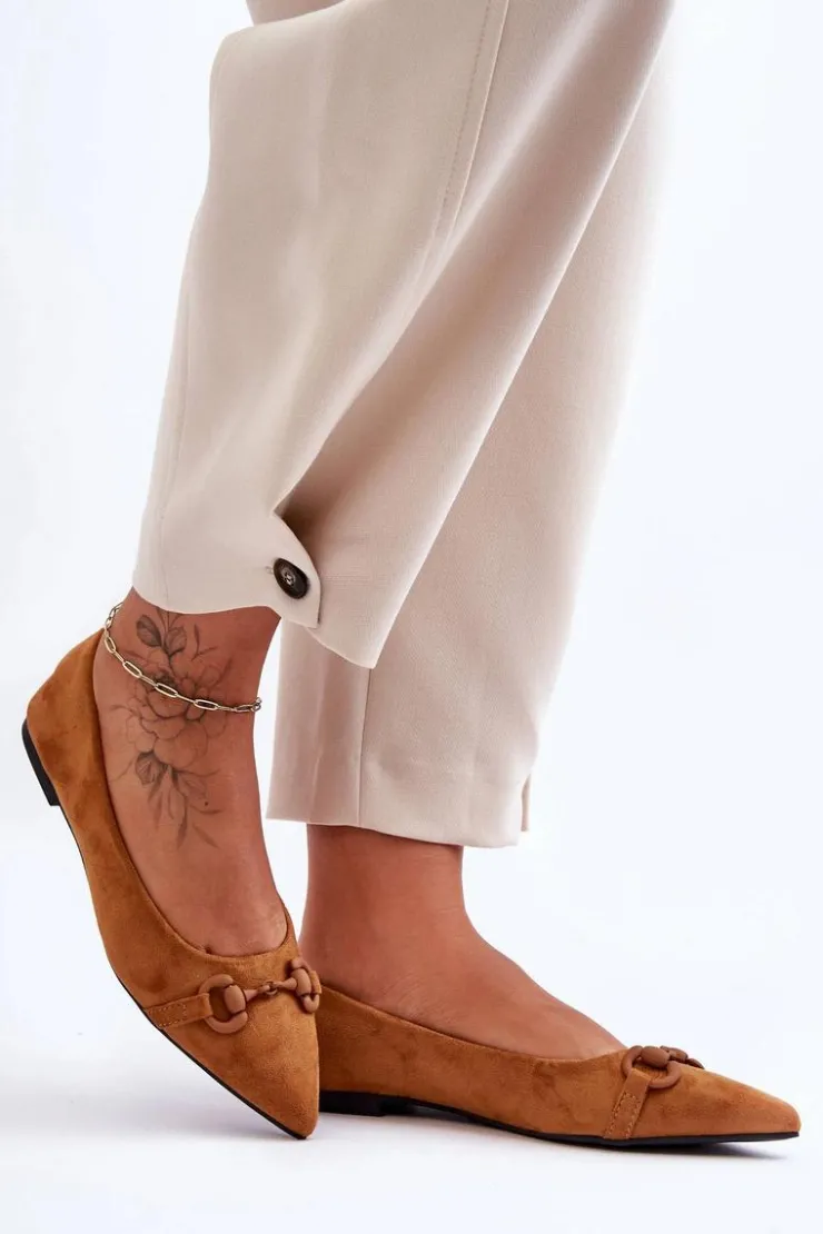 Boto Baleriny Skórzane|Baleriny Klasyczne*Zamszowe Baleriny Z Ozdobą Brązowe Noldaia