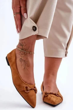 Boto Baleriny Skórzane|Baleriny Klasyczne*Zamszowe Baleriny Z Ozdobą Brązowe Noldaia