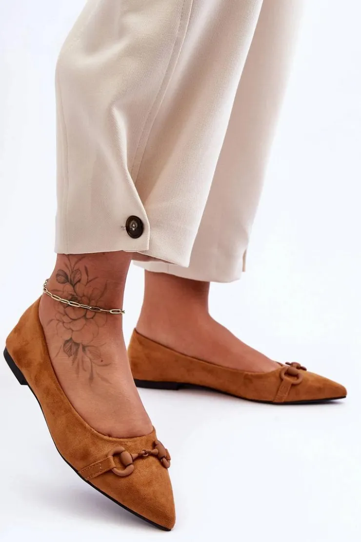 Boto Baleriny Skórzane|Baleriny Klasyczne*Zamszowe Baleriny Z Ozdobą Brązowe Noldaia