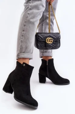 Evento Botki Wiosenne|Czarne Botki*Zamszowe Botki Damskie Na Słupku Czarne Selela