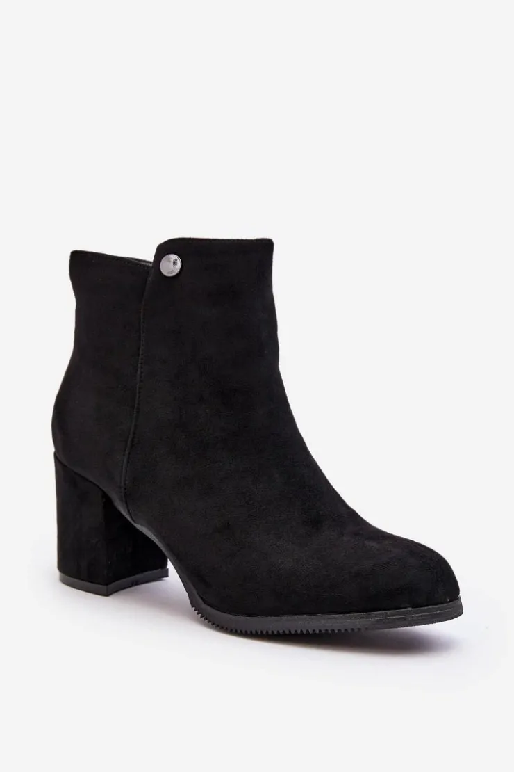 Evento Botki Wiosenne|Czarne Botki*Zamszowe Botki Damskie Na Słupku Czarne Selela