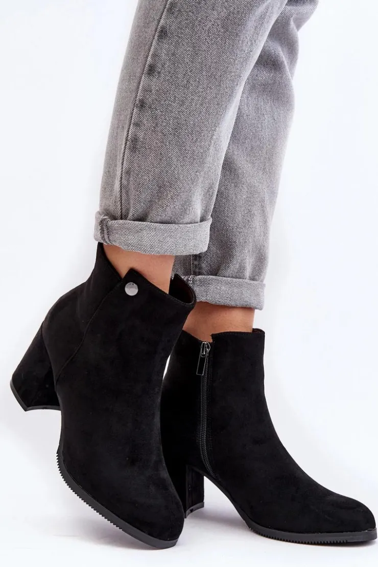 Evento Botki Wiosenne|Czarne Botki*Zamszowe Botki Damskie Na Słupku Czarne Selela
