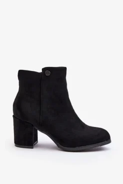 Evento Botki Wiosenne|Czarne Botki*Zamszowe Botki Damskie Na Słupku Czarne Selela