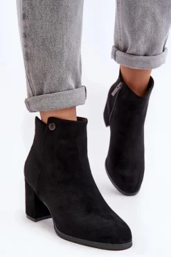 Evento Botki Wiosenne|Czarne Botki*Zamszowe Botki Damskie Na Słupku Czarne Selela