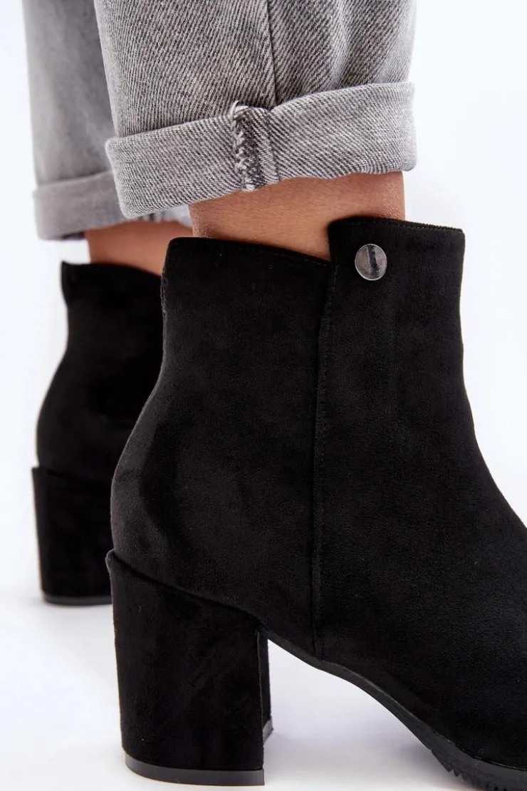 Evento Botki Wiosenne|Czarne Botki*Zamszowe Botki Damskie Na Słupku Czarne Selela