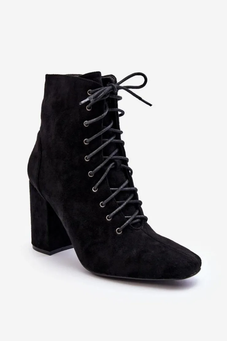 Best Boto Zamszowe Botki Damskie Na Słupku Czarne Saolio