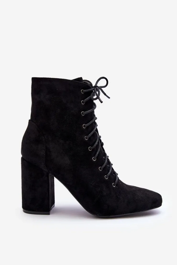 Best Boto Zamszowe Botki Damskie Na Słupku Czarne Saolio