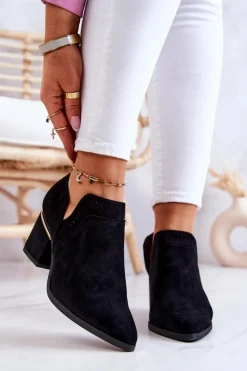 Boto Botki Wiosenne|Botki Na Słupku*Zamszowe Botki Kowbojki Ażurowe Czarne Valerie