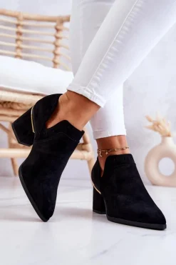 Boto Botki Wiosenne|Botki Na Słupku*Zamszowe Botki Kowbojki Ażurowe Czarne Valerie