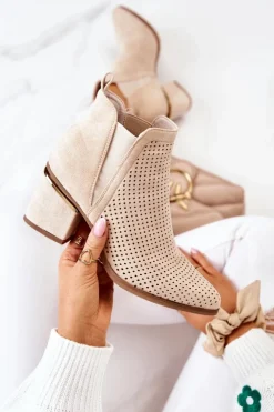 Boto Botki Na Słupku|Czarne Botki*Zamszowe Botki Kowbojki Ażurowe Jasnobeżowe Helloni