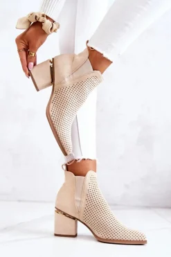 Boto Botki Na Słupku|Czarne Botki*Zamszowe Botki Kowbojki Ażurowe Jasnobeżowe Helloni