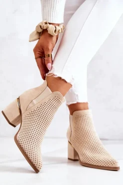 Boto Botki Na Słupku|Czarne Botki*Zamszowe Botki Kowbojki Ażurowe Jasnobeżowe Helloni