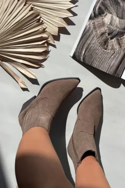 Damskie Boto Zamszowe Botki Kowbojki Damskie Na Słupku Ocieplane Khaki Dylira