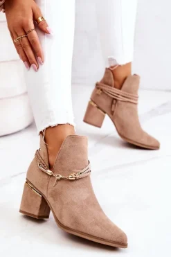 Sale Boto Zamszowe Botki Kowbojki Z Paskami Ciemnobeżowe Inessa