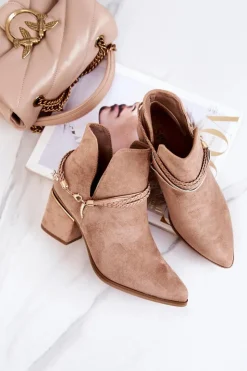 Sale Boto Zamszowe Botki Kowbojki Z Paskami Ciemnobeżowe Inessa