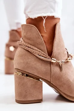 Sale Boto Zamszowe Botki Kowbojki Z Paskami Ciemnobeżowe Inessa