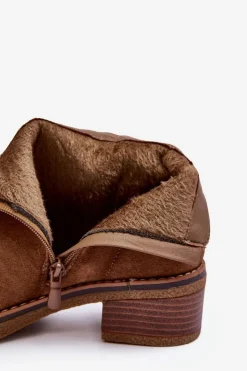 Best Boto Zamszowe Botki Na Niskim Słupku Brązowe Laurisa