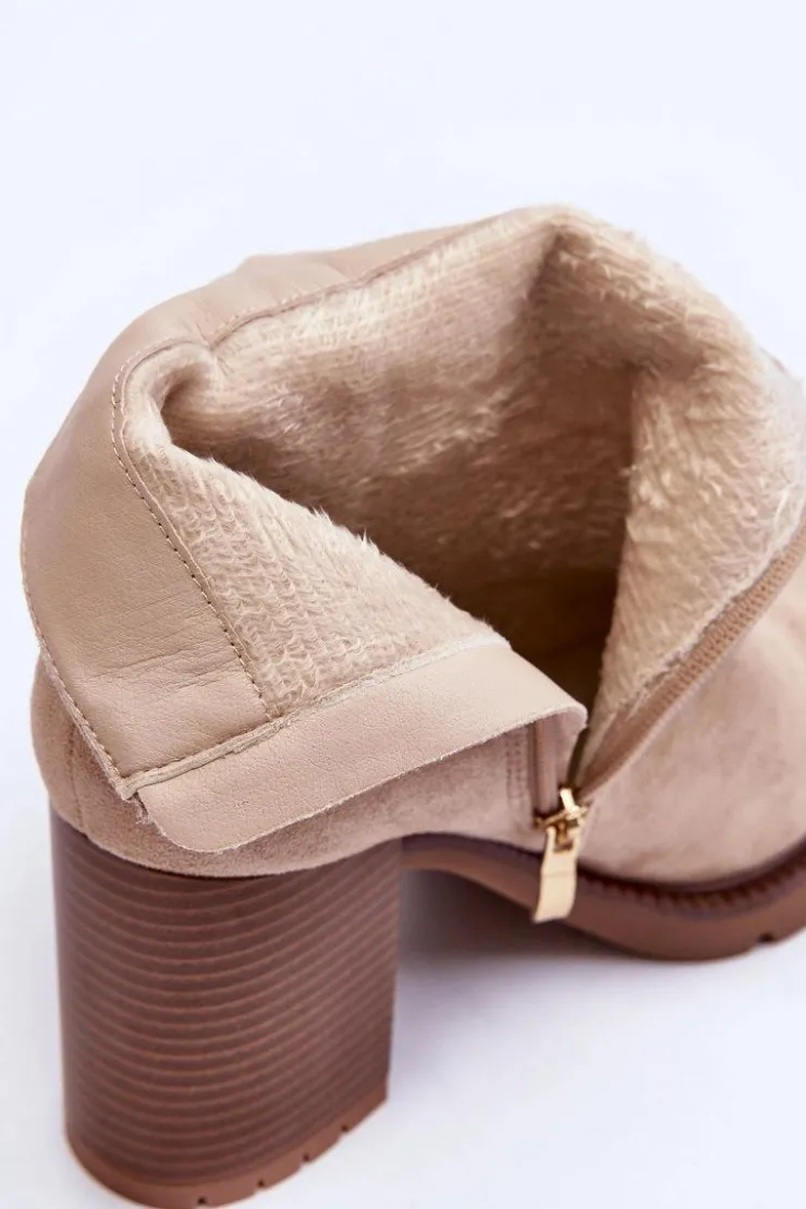 Boto Botki Na Słupku|Brązowe I Beżowe Botki*Zamszowe Botki Na Obcasie Beżowe Makeline