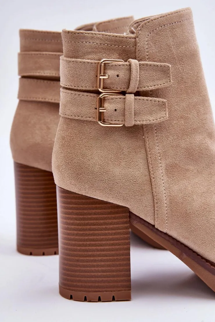 Boto Botki Na Słupku|Brązowe I Beżowe Botki*Zamszowe Botki Na Obcasie Beżowe Makeline