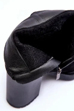 Damskie Boto Zamszowe Botki Na Obcasie Czarne Makeline