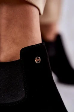 Laura Messi Botki Wiosenne|Botki Na Słupku*Zamszowe Botki Na Obcasie 2506 Czarne