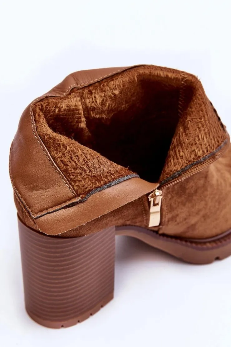 Discount Boto Zamszowe Botki Na Obcasie Brązowe Makeline Brązowy
