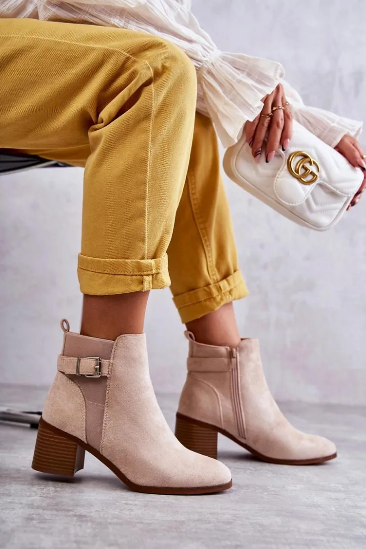 Sale Boto Zamszowe Botki Na Słupku Beżowe Vannes