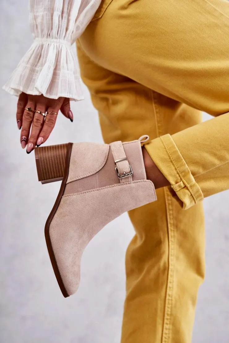 Sale Boto Zamszowe Botki Na Słupku Beżowe Vannes