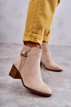 Sale Boto Zamszowe Botki Na Słupku Beżowe Vannes