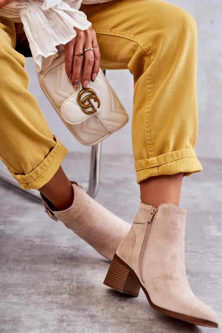 Sale Boto Zamszowe Botki Na Słupku Beżowe Vannes