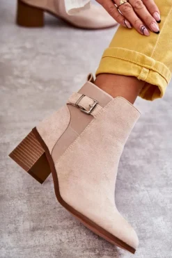 Sale Boto Zamszowe Botki Na Słupku Beżowe Vannes