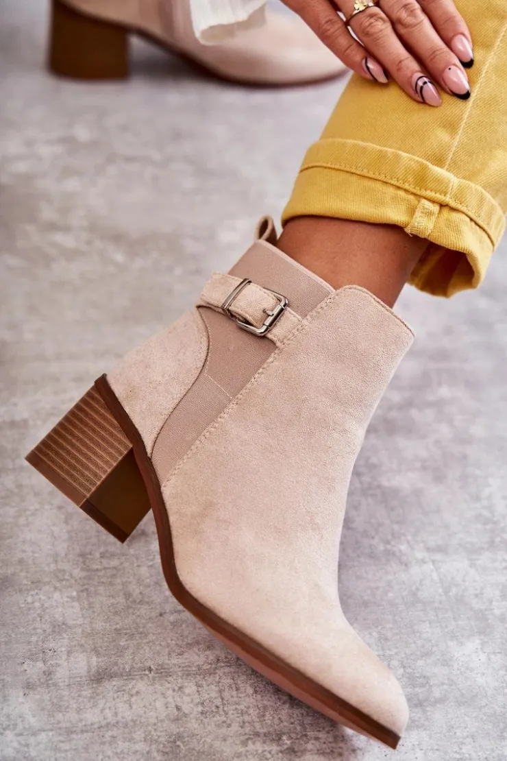 Sale Boto Zamszowe Botki Na Słupku Beżowe Vannes