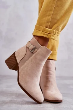 Sale Boto Zamszowe Botki Na Słupku Beżowe Vannes