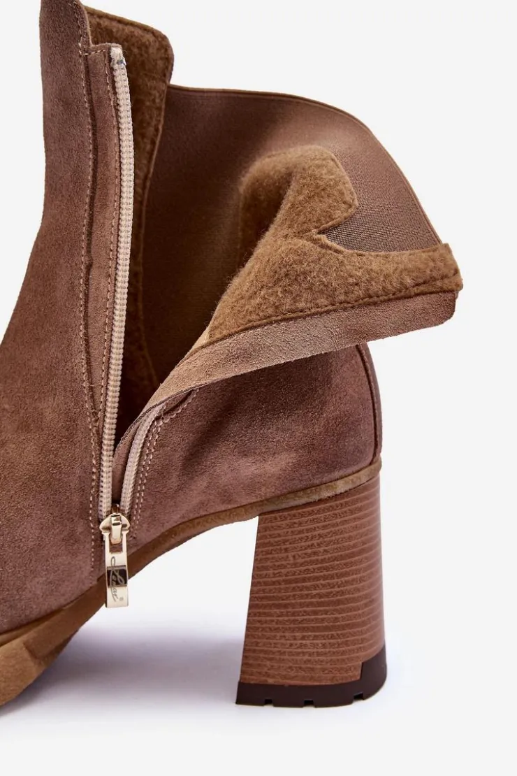 Discount Boto Zamszowe Botki Na Słupku Brązowe Lemar Liresa Brązowy