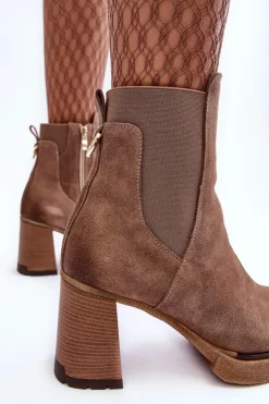 Discount Boto Zamszowe Botki Na Słupku Brązowe Lemar Liresa Brązowy