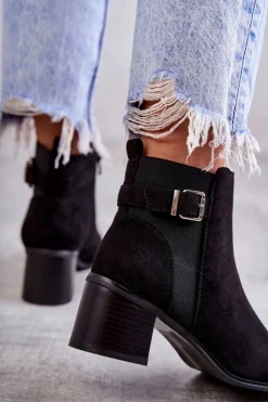 Boto Botki Na Słupku|Czarne Botki*Zamszowe Botki Na Słupku Czarne Vannes