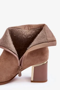 Best Boto Zamszowe Botki Na Słupku Z Ozdobą Beżowe Dwinja