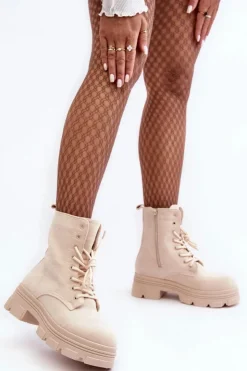 Boto Zamszowe Botki Na Suwak Beżowe Marley